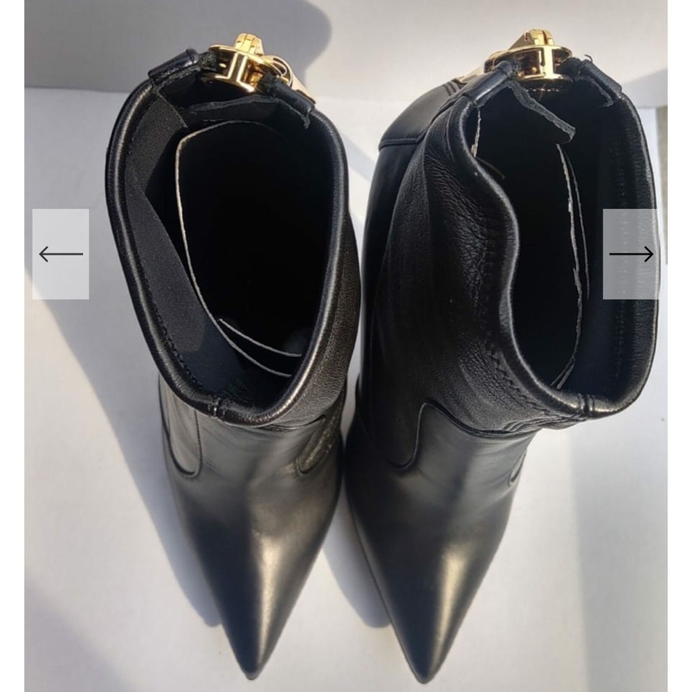 Giuseppe Zanotti Black Leather Heeled Ankle Boots Sz 37 - Picture 10 of 16